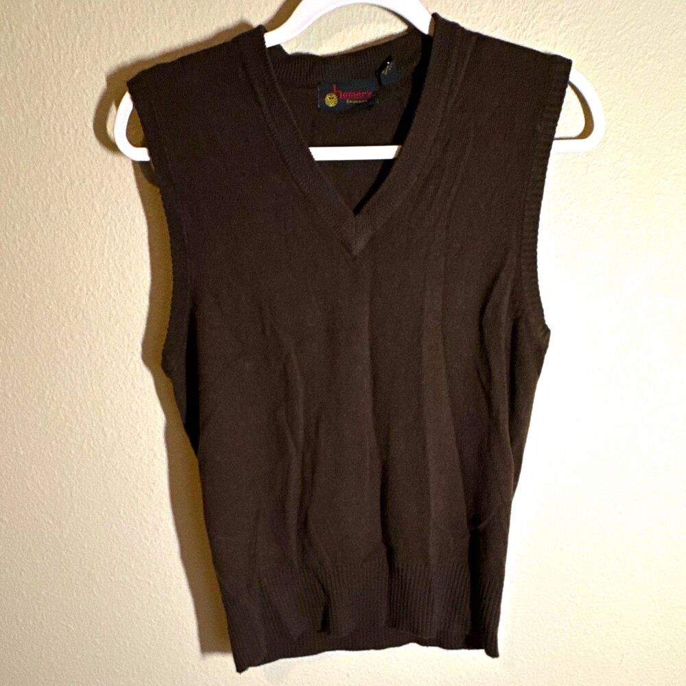 Hamer's Spokane Women’s Brown V-Neck Sleeveless Ribbed Knit Sweater Vest L